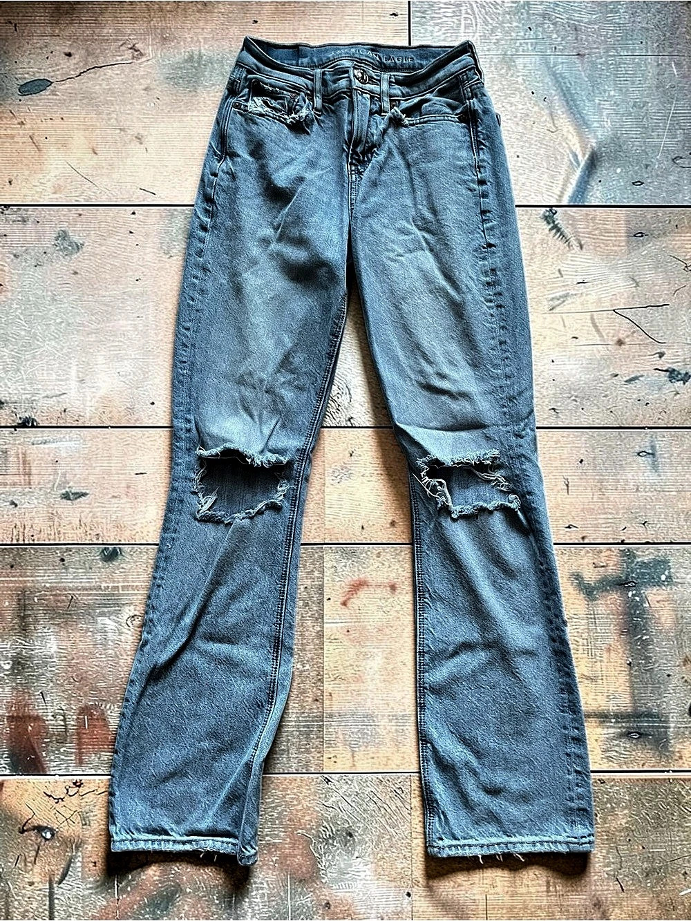 American Eagle Women’s 90s Bootcut Distressed Jeans Blue Size 000 Reg